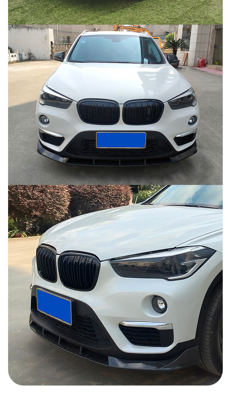 Suitable for BMW X1 front lip F48F49 modified Black Samurai front shovel carbon pattern front shovel front spoiler surround kit