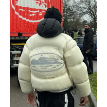 美式街头嘻哈3M反光印花个性逶明连帽羽绒服男潮冬季加厚保暖外套