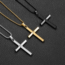 钛钢方形十字架吊坠 简约时尚 钛钢项链男士饰品金黑色色可选配饰