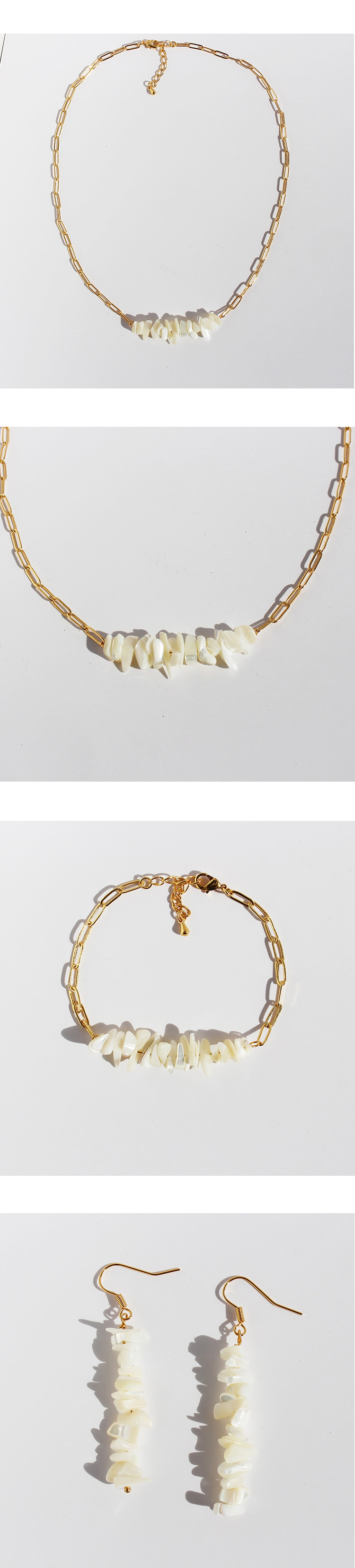 Messing 18 Karat Vergoldet IG-Stil Einfacher Stil Perlen Geometrisch Armbänder Ohrringe Halskette display picture 4