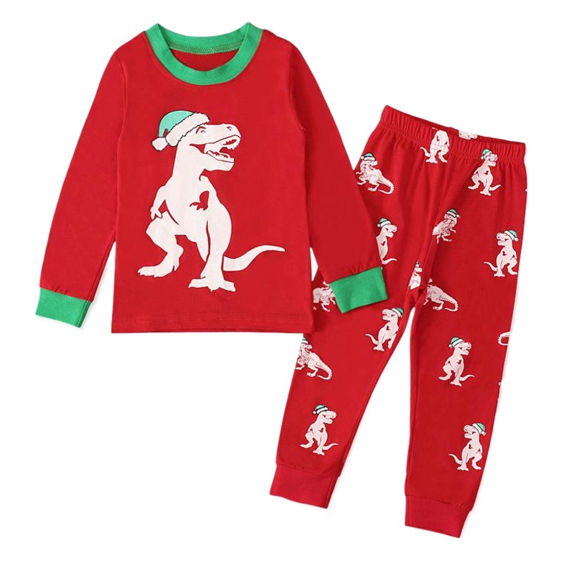 Children's European and American spring and autumn boys' dinosaur pattern t-shirt long sleeve + trousers two-piece homewear children's suit ins