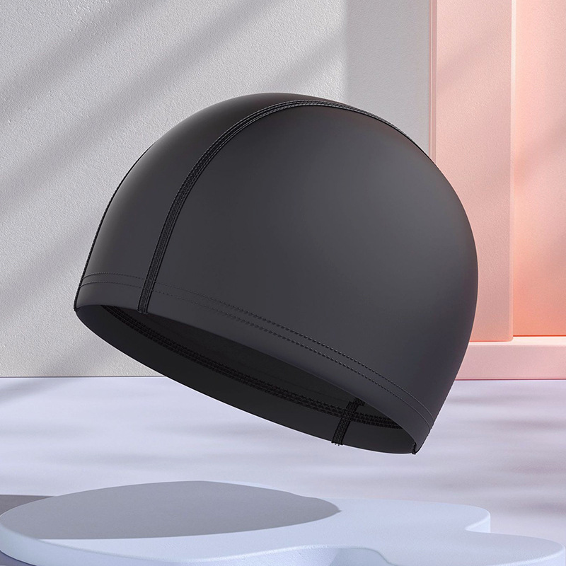 Gorros de natación de PU para hombres y mujeres adultos, personalizables con logotipo, alta elasticidad, cómodos para cabello largo, no aprietan la cabeza, adecuados para estudiantes y niños mayores, gorros de natación impermeables.