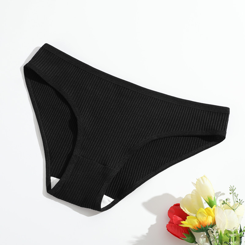 Nuevo algodón de hilo de mujer de color sólido de cintura baja encaje transpirable de doble capa de ropa interior de niñas procesamiento personalizado image 5