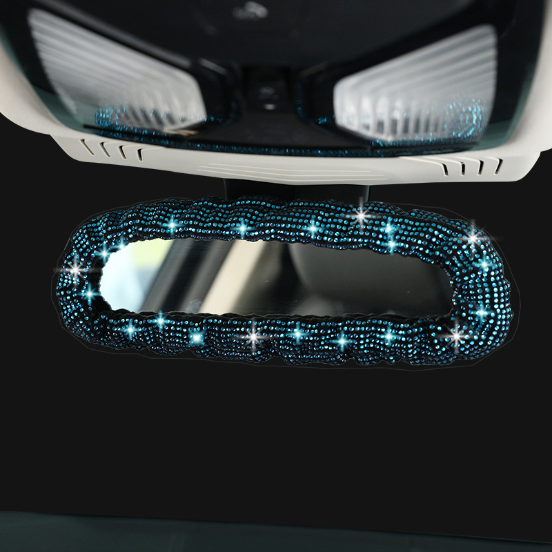 Suministro transfronterizo de diamantes de imitación completo diamante coche retrovisor espejo cubierta diamante-incrustado coche de moda interior espejo retrovisor cubierta interior