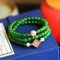 Натуральный Hotan Jasper 6 мм браслет с тройным кольцом шпинат зеленый увлажняющий и изысканный с сандаловым деревом Rouge Shell аксессуары браслет