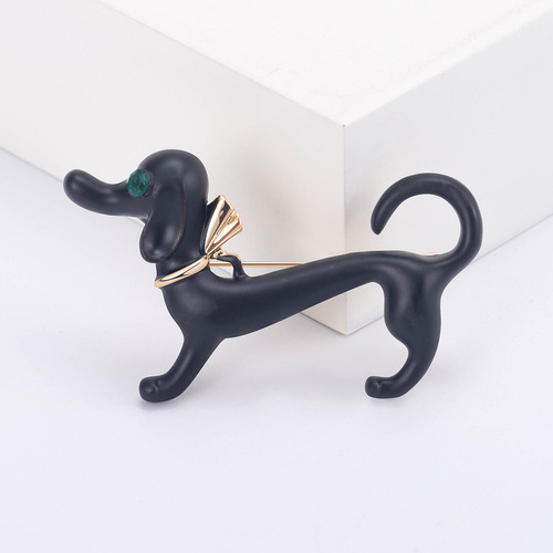Hot-selling new creative cute oil-drip dachshund animal pin simple unisex brooch accessories