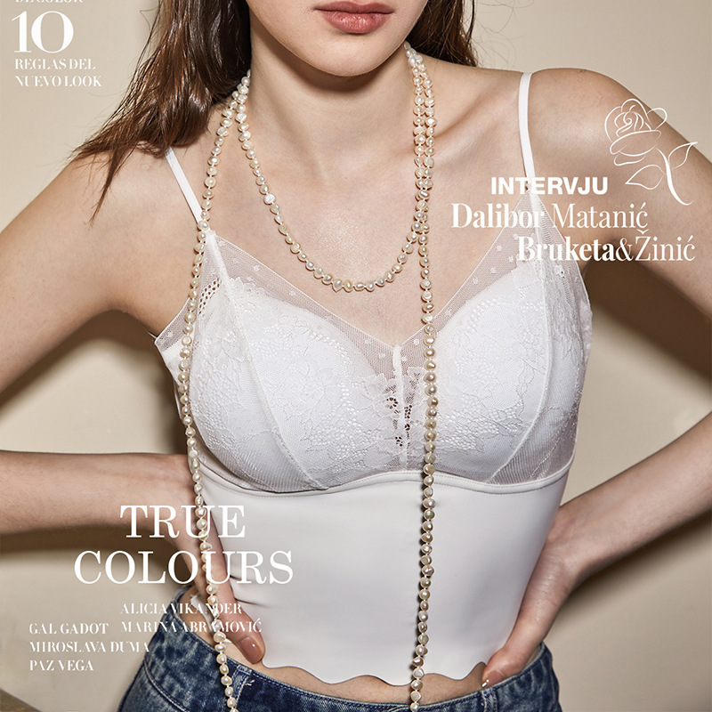 요정 얼음 근육 긴 가슴 포장 섹시한 레이스 크로스 아름다운 등 브래지어 스타일 큰 가슴 쇼와 작은 겉옷을 입고 소녀 속옷