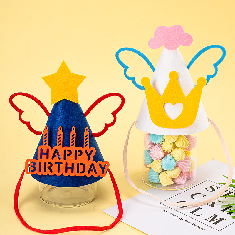 INS Internet celebridad sombrero de cumpleaños lindo fieltro alas de Ángel sombrero Fiesta infantil bebé de un año de edad banquete accesorios de la foto