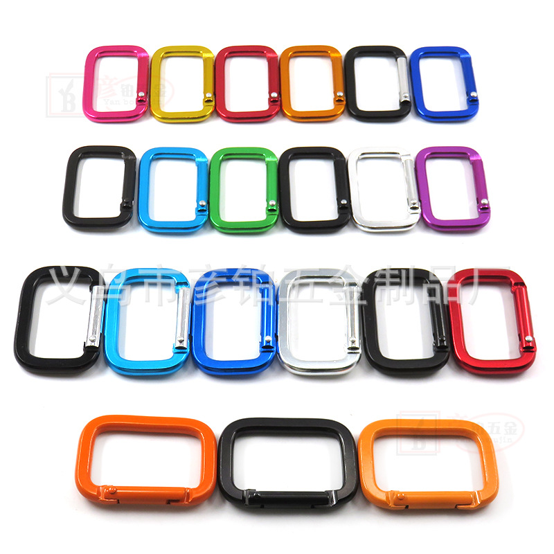 Wholesale Rectangular Carabiners, All-Black Carabiners, Aluminum Alloy Hooks for Water Bottles, Speakers, Outdoor Climbing Quick-Release Hooks, Colorful