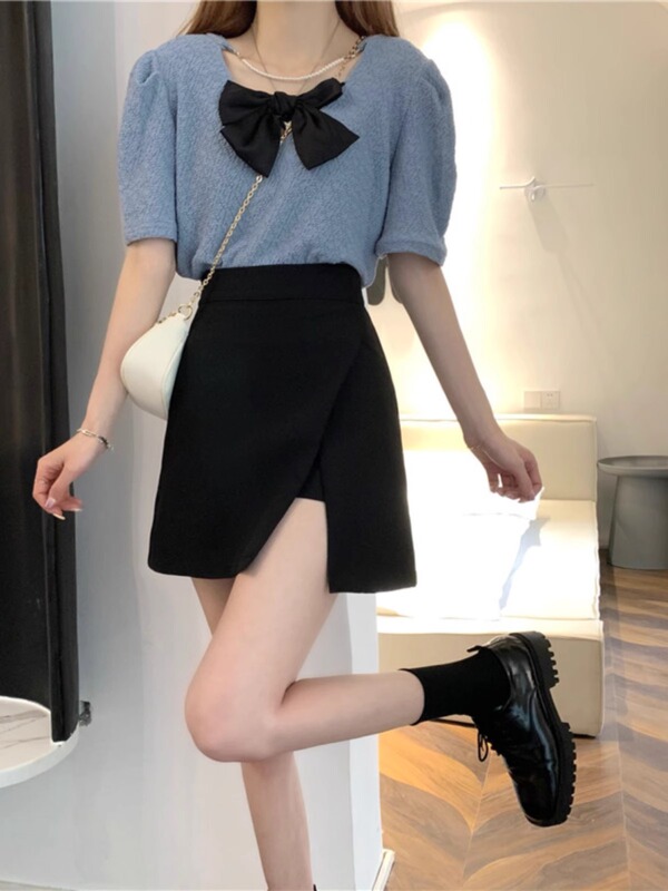 半身裙女2025秋季新款设计感开叉一步裙高腰显瘦a字小个子包臀裙|undefined