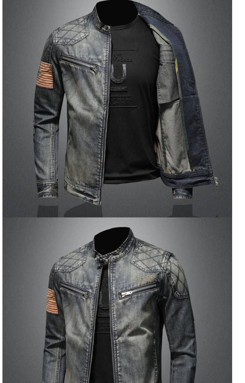 Veste en jean rétro printemps-automne pour homme, marque tendance, style urbain européen et américain, veste de moto, vêtement de travail._voghion.com