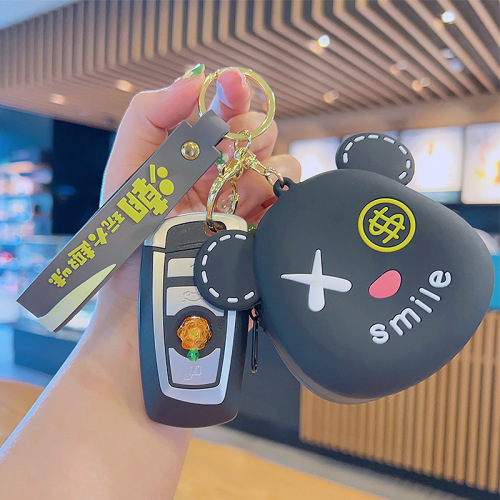 Violent Bear Coin Purse Cartoon Keychain Silicone Card Holder Wallet Wholesale Creative Car Key Chain Bag Pendant