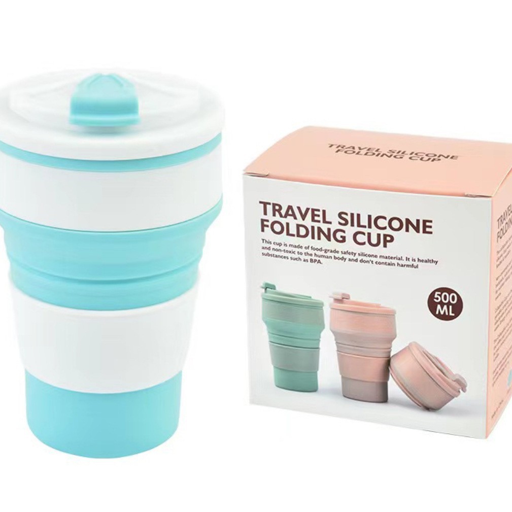 Taza plegable de silicona portátil transfronteriza de gran capacidad de viaje de negocios acampando taza de café de mano taza de jugo de viaje taza de enjuague bucal