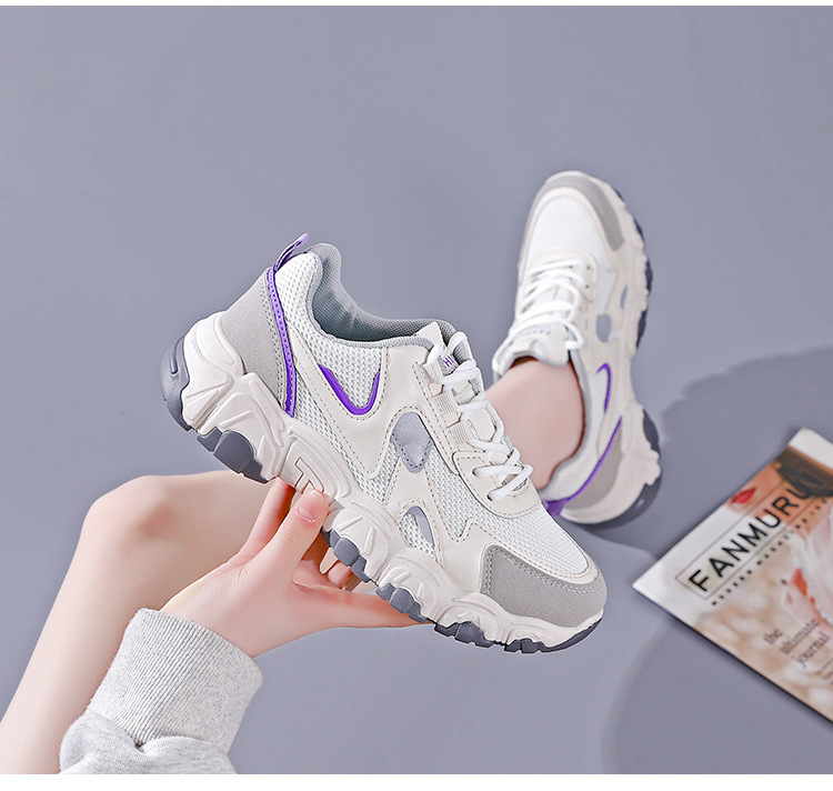 Spring new women's sports shoes, fashionable, breathable, lightweight, non-slip, wear-resistant, casual sports shoes, flat shoes_voghion.com