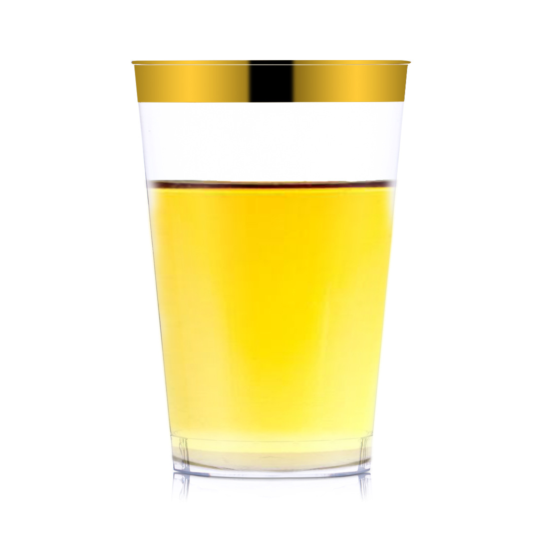 12oz taza desechable de borde dorado PS Inyección transparente taza de plástico duro restaurante mesa de vino taza de bebidas