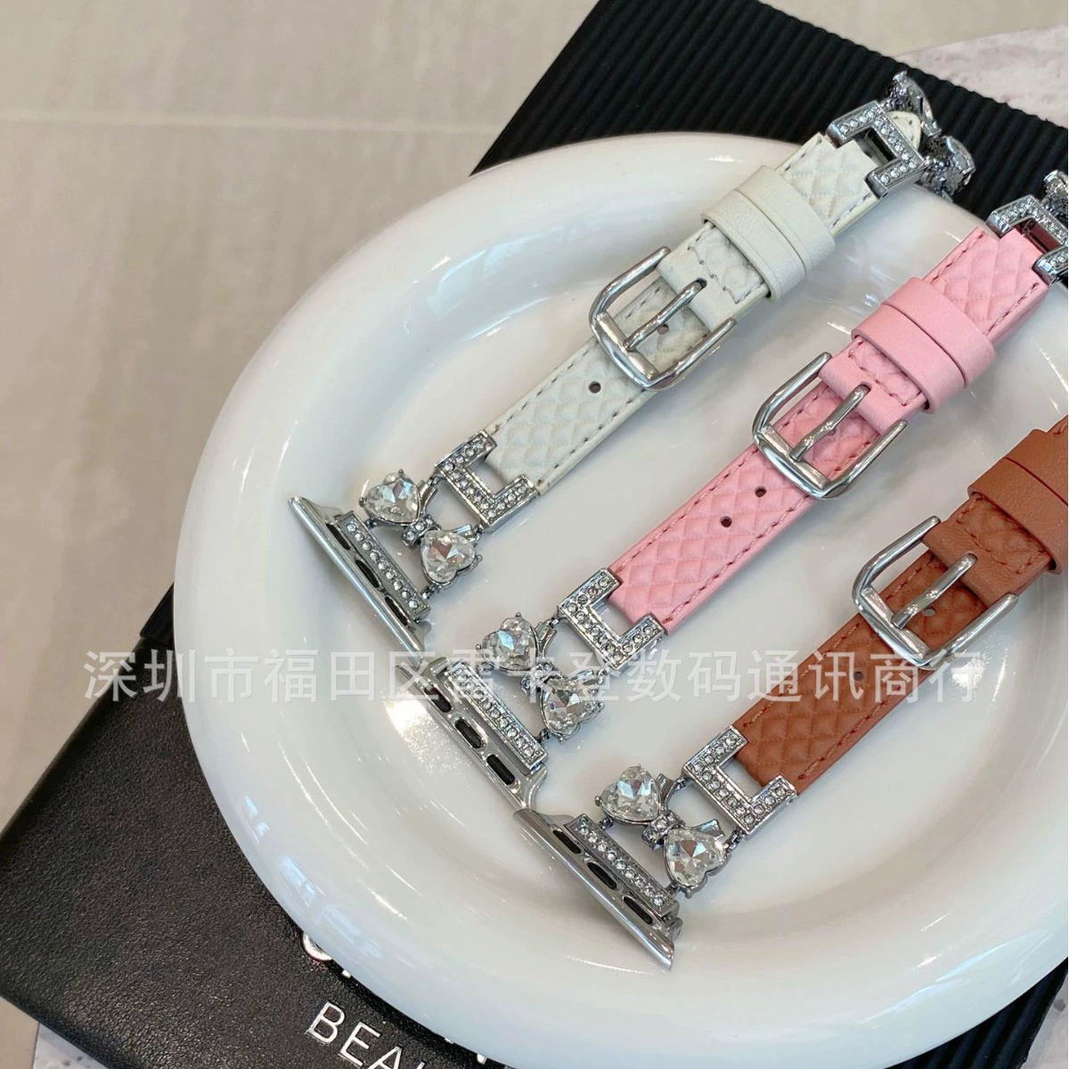 Бабочка бит ромб кожа ремень подходящий для Apple Watch iWatch 9 поколения 87654