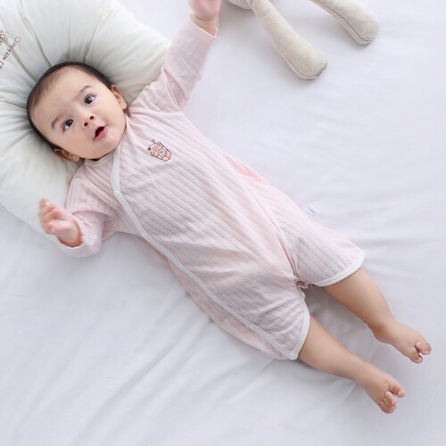 Baby clothes, summer style, baby air-conditioned room belly protection jumpsuit, baby sleeping bag, spring and autumn pure cotton newborn thin pajamas
