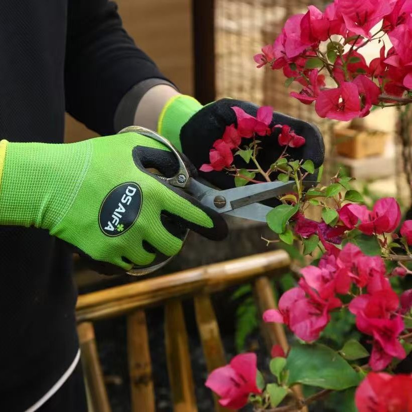 红字园艺手套防刺防扎防水华艺种花防滑耐磨加厚乳胶劳保防护透气