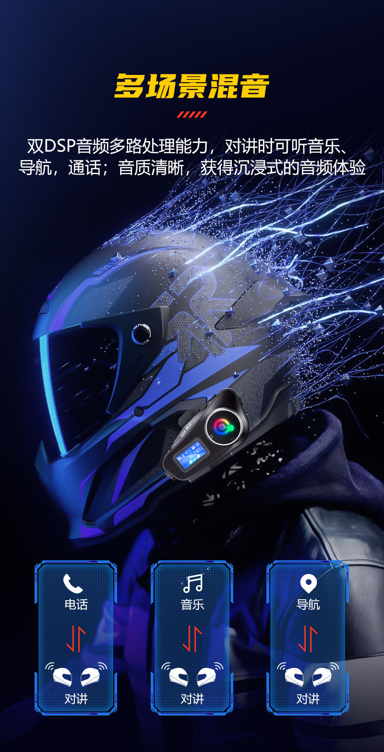 Q58Max Helmet Bluetooth Headset Motorcycle Helmet Headset Cycling Headset Cycling Equipment ​ Helmet Intercom