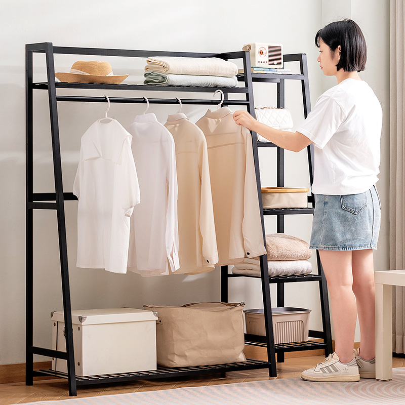Simple Household Wardrobe Economical Rental Room with Hanging Clothes Area Assembled Dust-Proof Shelf-Type Bedroom Wardrobe Sturdy