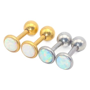 Exquisite fashion piercing earrings inlaid Opal ear studs ear bone nails external thread ball nails factory in stock wholesale