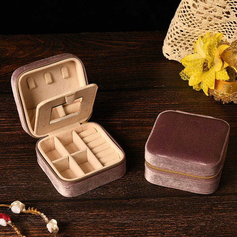 シンプルなinsクロスボーダー携帯鏡ジュエリーミニ韓国版女性ジッパーバッグネックレス指輪アクセサリー収納ケース