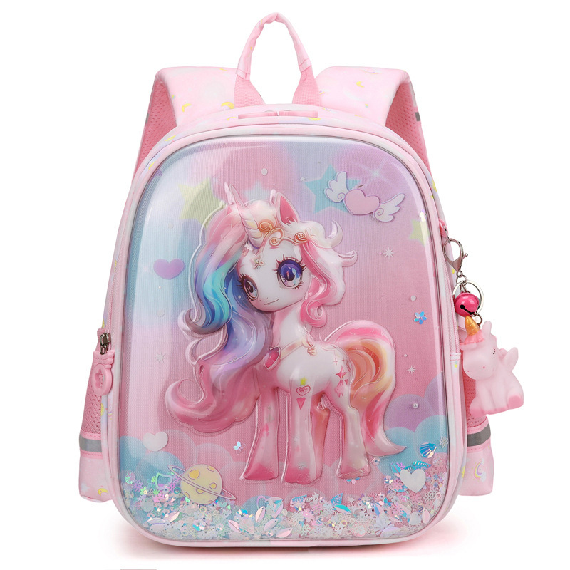 Animación de dibujos animados bolsas escolares ligeras unicornio niña princesa pequeña mochila encantadora mochila de grado 1 - 2