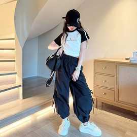 女大童两件套夏装新款套装儿童洋气夏季中学生女童运动工装裤潮酷