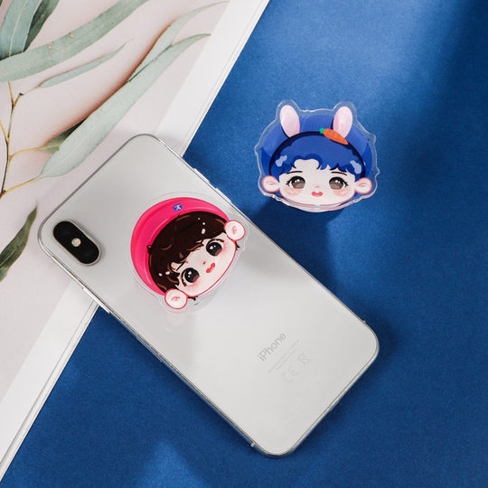 ins creative cartoon shaped acrylic mobile phone airbag bracket for lazy desktop bracket printable logo