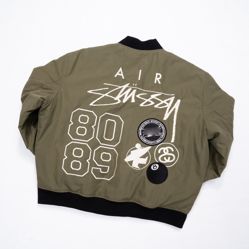 Trendy American-Style Stu Collaboration Embroidered Logo Pilot Reversible Jacket for Men and Women, Spring and Autumn Cotton Jacket