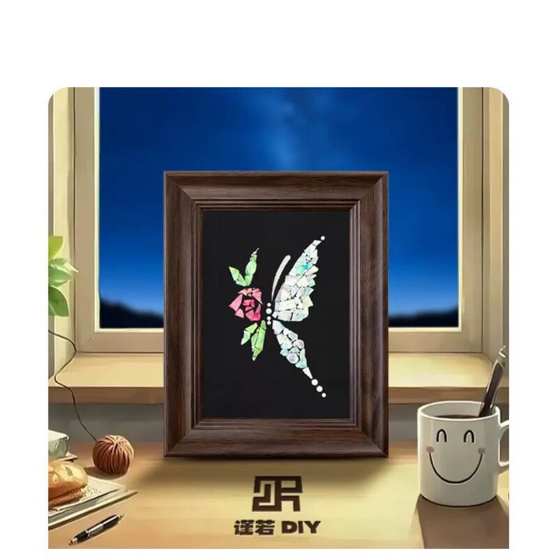 非遗蝴蝶diy螺钿画材料包手工暖场中国风节日团建相框装饰画礼物|undefined