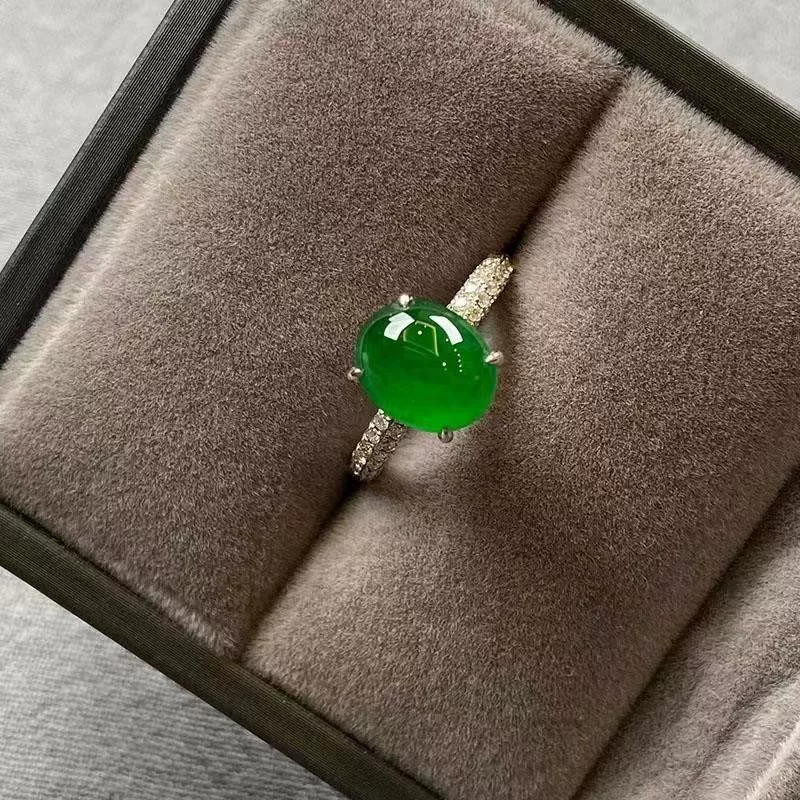 Популярное кольцо из стерлингового серебра 925 пробы с инкрустацией высокого ледяного зеленого цвета халцедона, элегантное большое яйцевидное лицо 6*8, новое универсальное кольцо в национальном стиле в стиле шинуазри