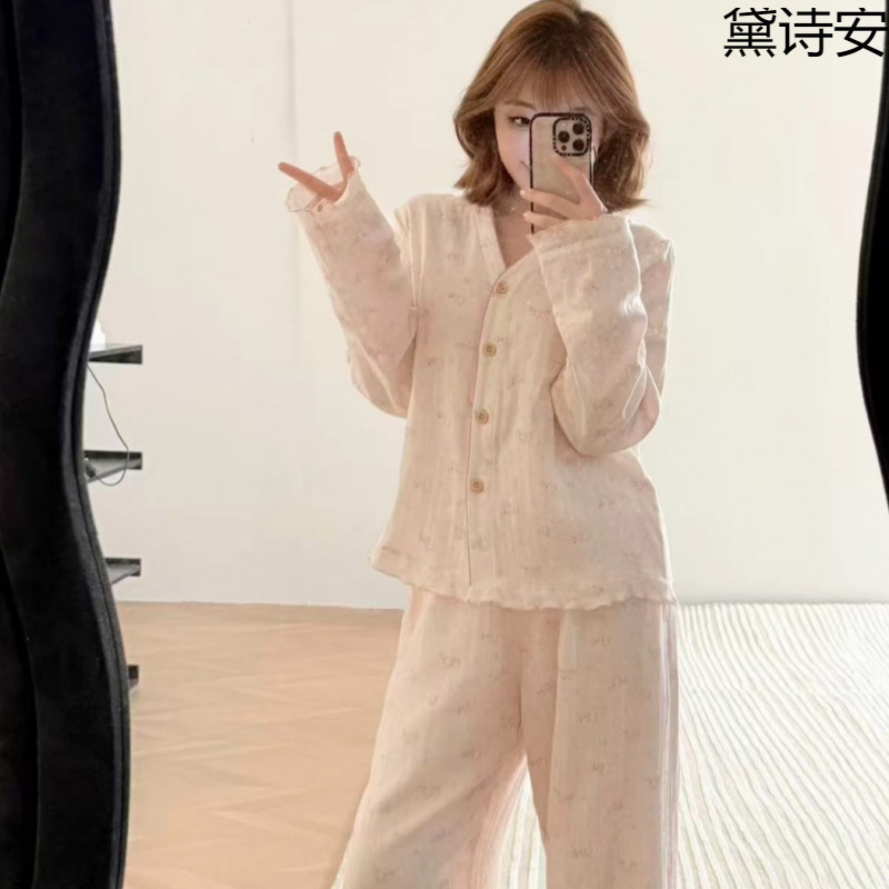 Daisian [Cotton Rabbit] New Thin Long-Sleeve Pajamas Home Wear Set Four-Season Cotton Set Pure Cotton