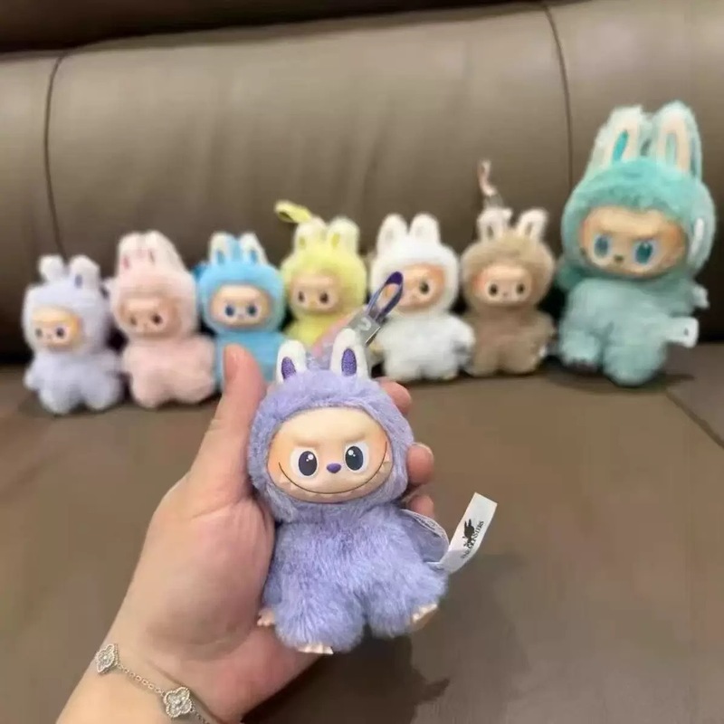 迷你版泡泡玛特Labubu拉布布4代坐坐派对搪胶毛绒潮玩盲盒公仔挂|undefined