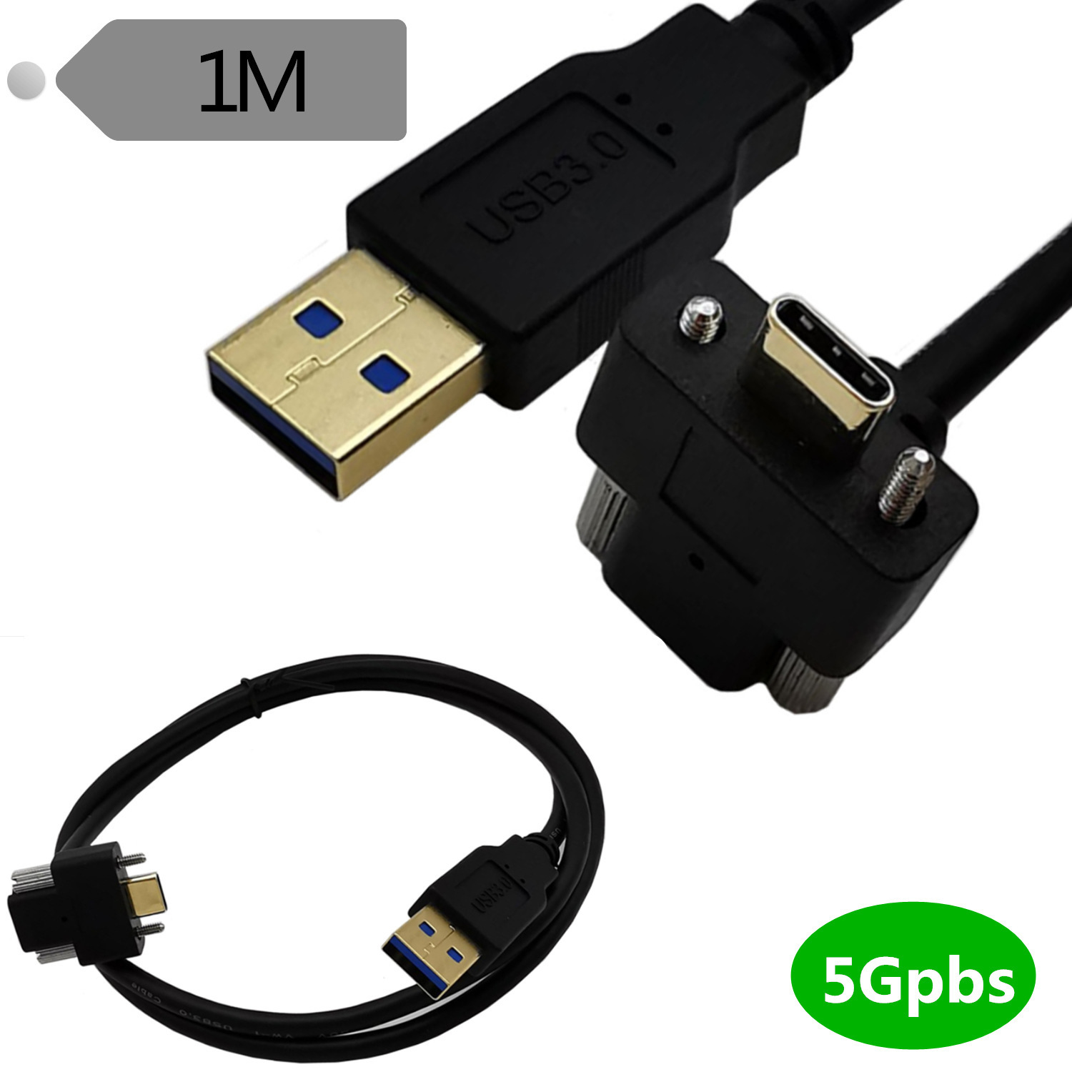 USB3.0 A公转TYPE-C公头带螺丝数据线 USB-C3.0带螺丝面板数据线-阿里巴巴