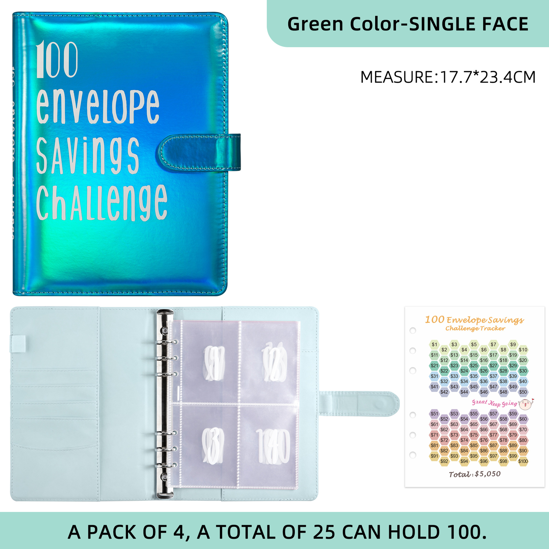 A5 colorido medio partido-azul (cubierta con palabras) (película de tarjeta de impresión de pantalla 25 piezas (1-100)+ reloj de gradiente de color-en 1 pieza)