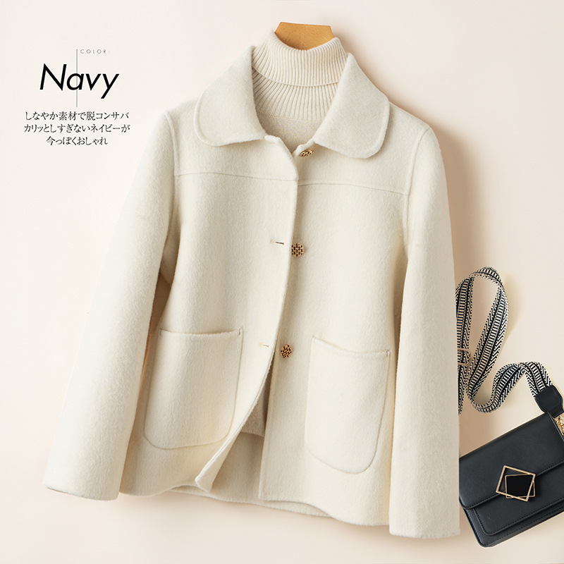 2024 New Double-sided Cashmere Coat Women's Autumn and Winter High-end High-end Elegant Short Woolen Coat for Small Men