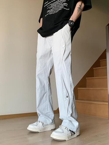 American functional pants for men, summer thin loose street style straight leg casual trendy micro platform paratrooper quick-dry work pants