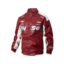 新款绣花大码外套立领休闲外贸春秋拉链修身赛车机车服飞行夹克潮