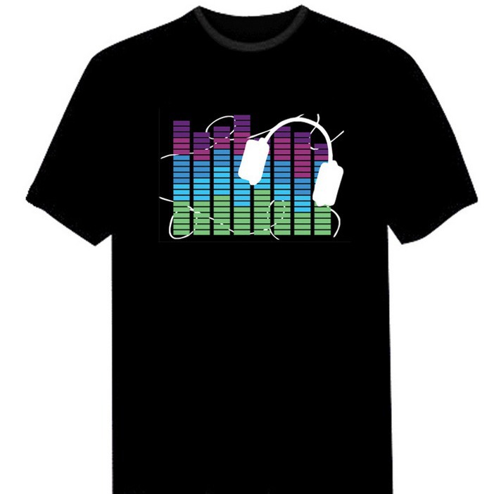 LED luz control de voz Internet celebridad TikTok Barra de música flash pareja hombres y mujeres ropa luminosa discoteca de moda Camiseta de manga corta hombres