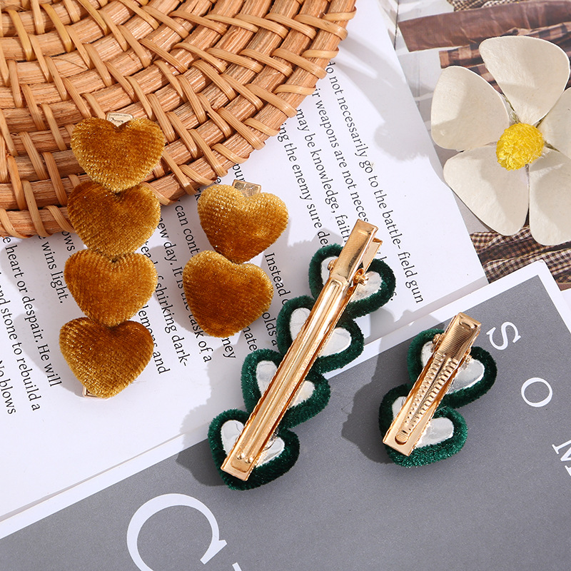 Clip de terciopelo coreano amor dulce broche clip clip de cabello de otoño y invierno mujer clip lateral japonés toque de cabello