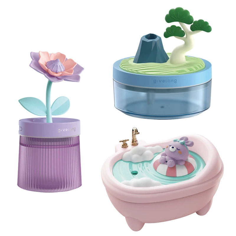 Table humidifier, lights with sunflower extract, electrospray, flowered