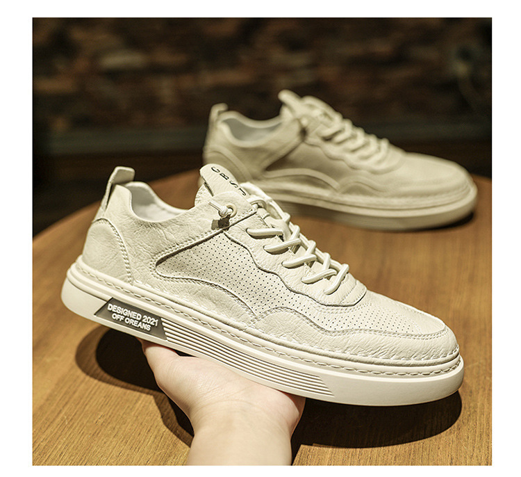 2023 winter nieuwe herensneakers, trendy eenvoudige witte schoenen in Koreaanse stijl, ademende geperforeerde vrijetijdsschoenen voor heren_voghion.com