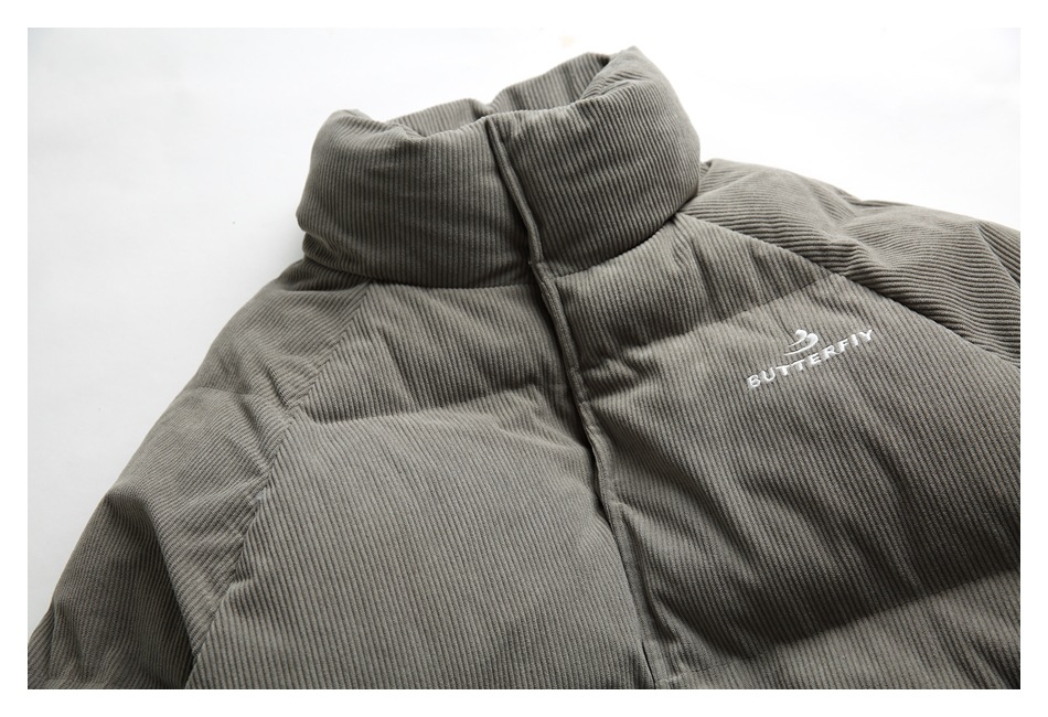 OIRTD winter nieuwe corduroy opstaande kraag voor zowel mannen als vrouwen, warme jas, dikke katoenen jas MY595_voghion.com