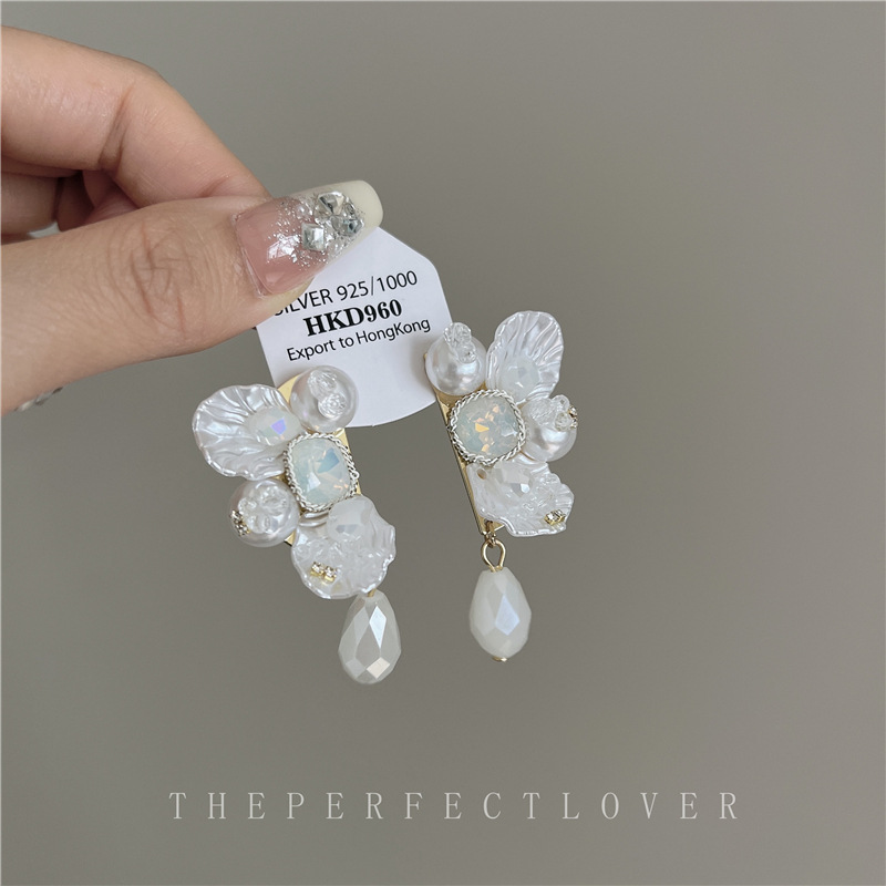 Petal Pearl Drop Earrings Elegant Designer Style Jewelry_voghion.com