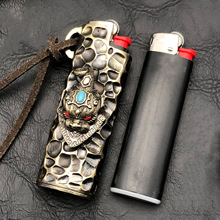 Exquisite Beast Skull Brass Manual Lighter Protective Cover