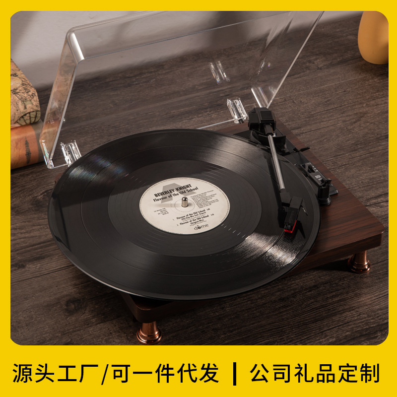レトロな黒ゴムレコード機の蓄音機のクロスボーダーの卸売りのサンプルの間のbluetoothの音響の創意の贈り物の置物のレコード機|undefined