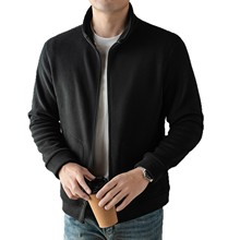 秋冬季男士爸爸装摇粒绒加厚开衫卫衣男款保暖拉链立领外套夹克潮
