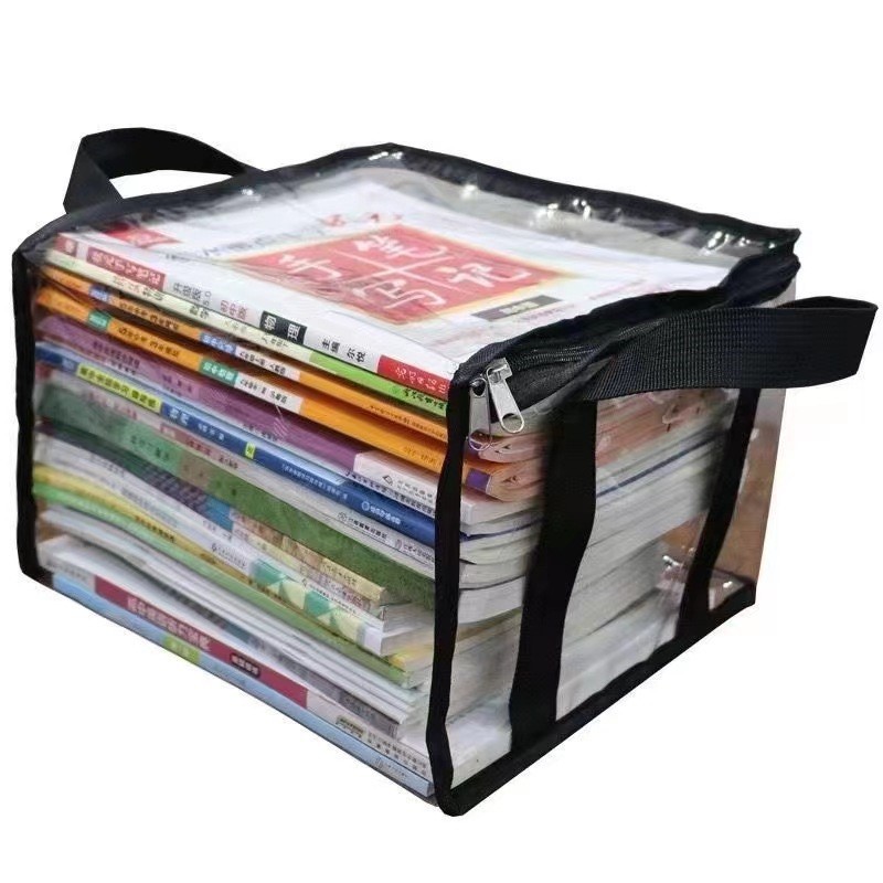 Large-Capacity Old Book Storage Box, Book Organizing Tool, Student Dormitory Bookshelf Book Bag, Transparent Moisture-Proof and Dust-Proof Bag