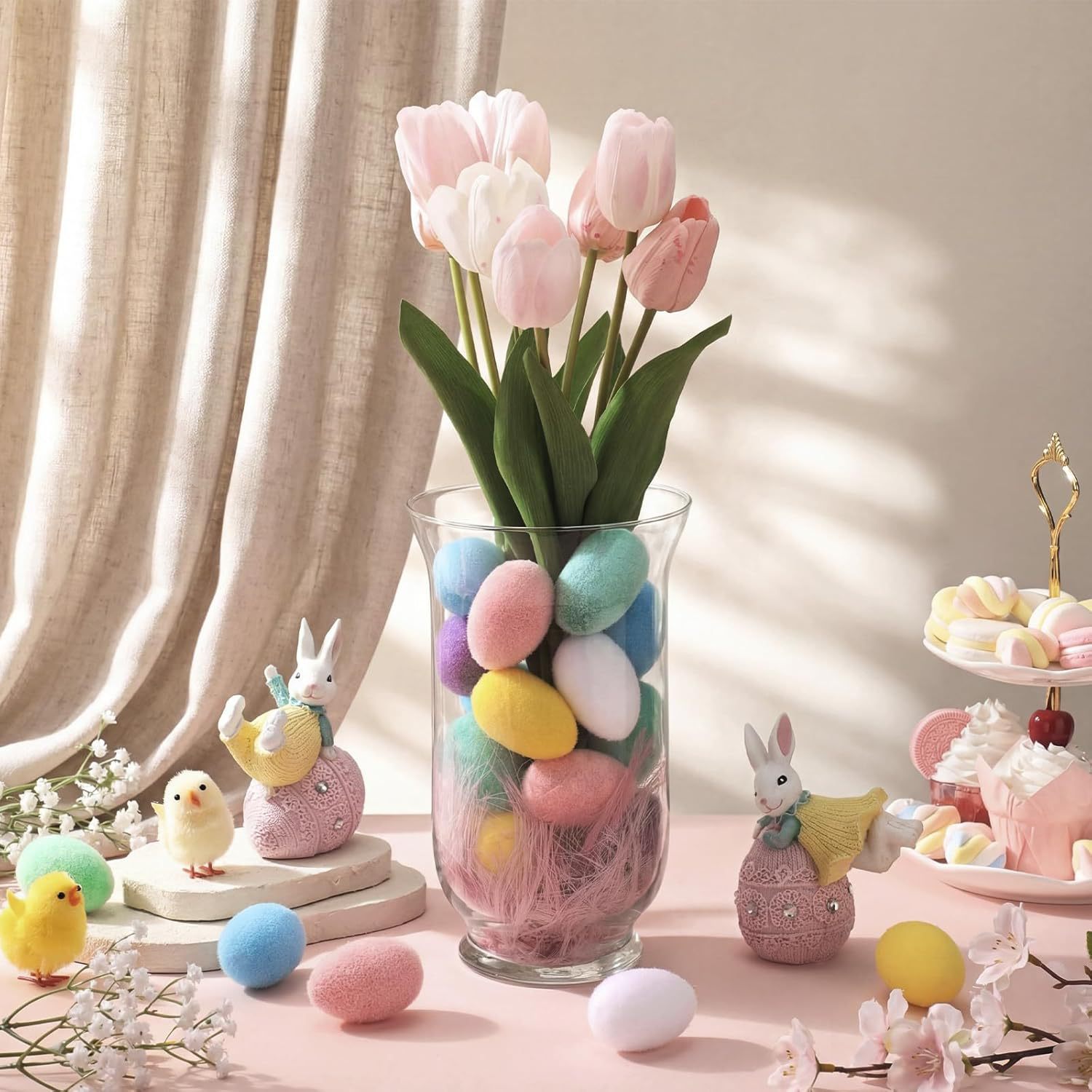 2026 nuevo color flocado huevo de Pascua DIY guirlanda decoración decoración de Pascua diseño de escena